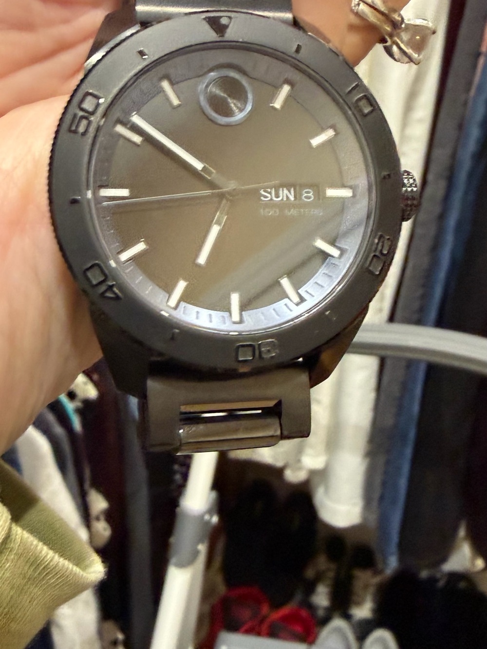 Movado Matte Black Men's Day-Date Stainless Watch